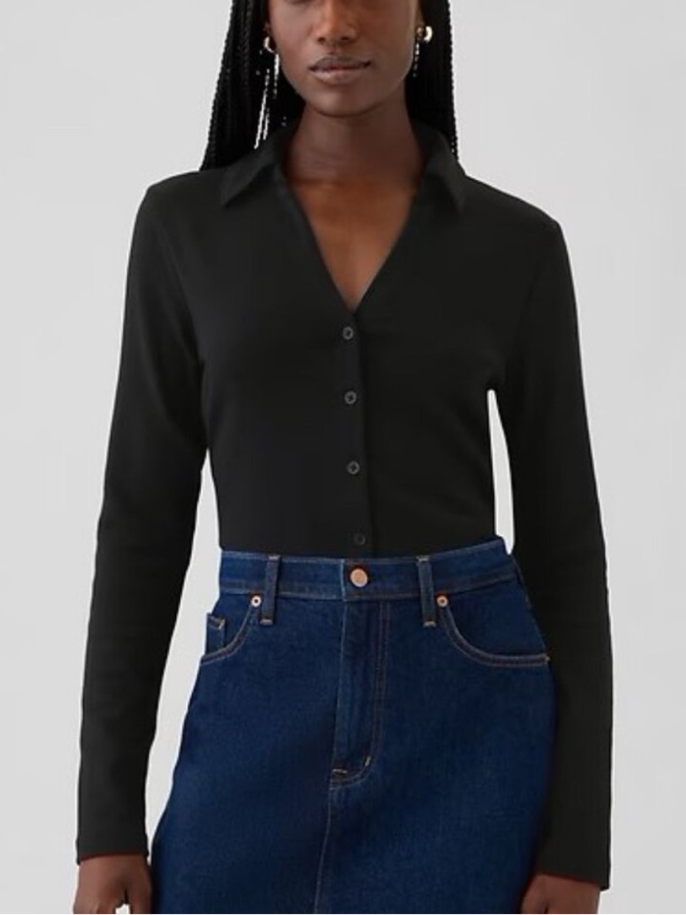 Gap Long Sleeve Modern Button Down Cardigan Collar Shirt